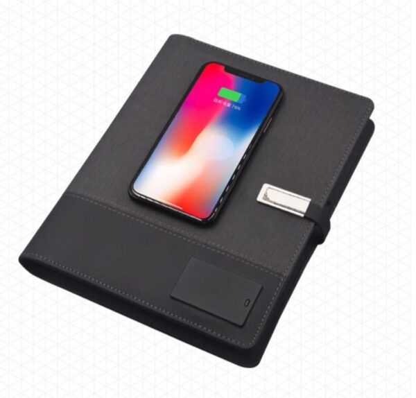 Wireless charging notebook with built-in powerbank