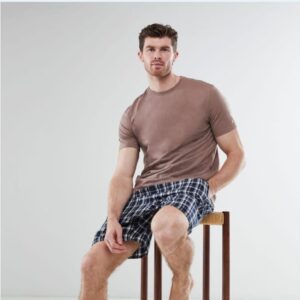 Men's Brown T-Shirt & Shorts Pyjama Set - Large