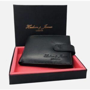 Hudson James Men Designer Leather Wallet RFID Safe ID Protection Contactless Card Blocking