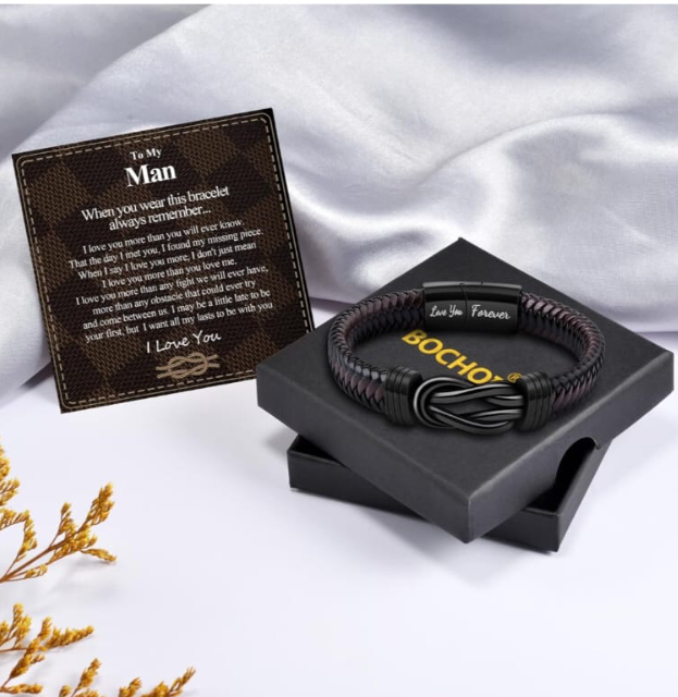 To My Man infinity Leather Bracelet - Image 4