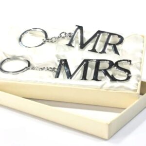 Mr. & Mrs. Silver Plated Keyrings in a Box