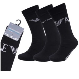 Men's Emporio Armani Black Cotton Designer Dress Suit Sport Socks 3 Pack UK 6-11