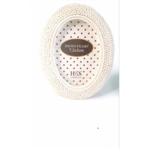 H&S Collection Oval White Mini Photoframe